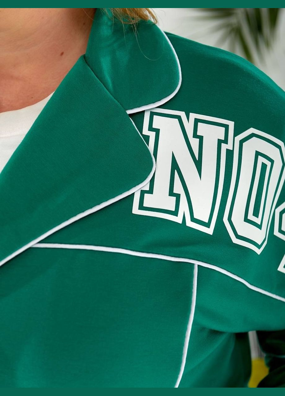 Жіночий спортивний костюм батал великий розмір зелений прогулянковий без капюшона на кнопках для повних Bonita Спортивний костюм (322668479)