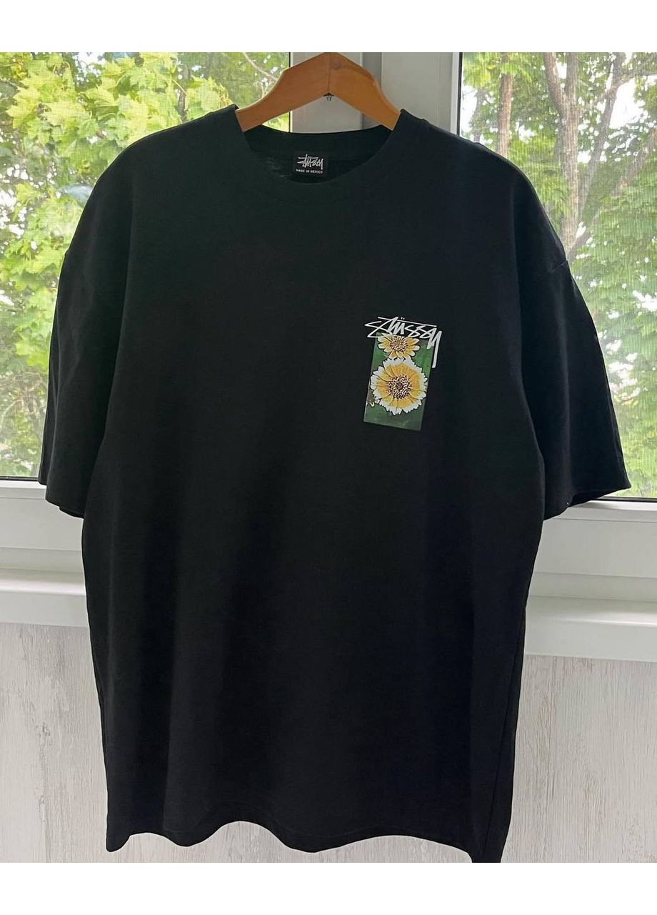 Біла футболка чорна, біла з красивим переднім принтом в стилі stussy No Brand