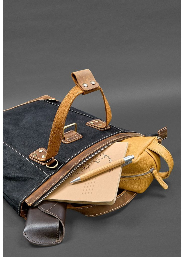 Сумка-рюкзак из конваса и натуральной светло-коричневой кожи BlankNote (348359258)