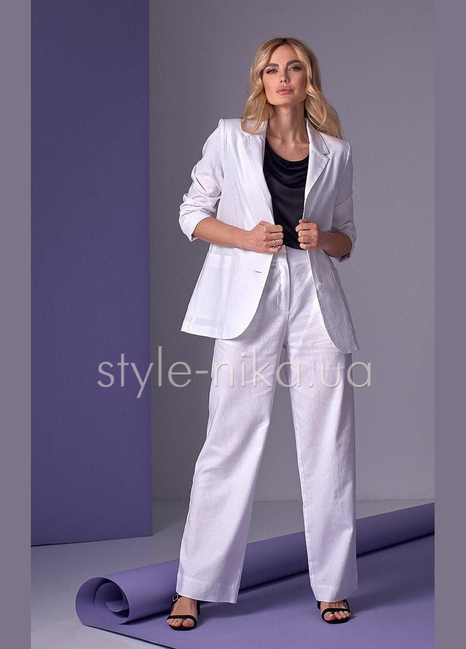 Костюм женский летний льняной брюки и пиджак белый MKSN2239/2240-05 Modna KAZKA (276650200)