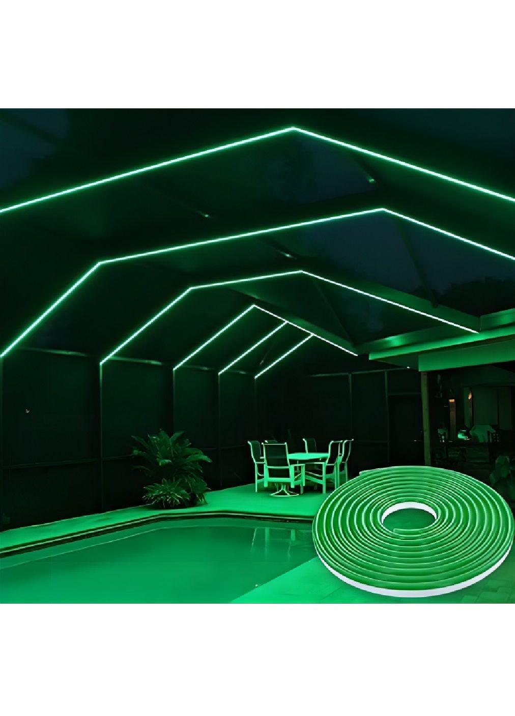 Світлодіодна неонова стрічка для створення зовнішнього внутрішнього контурного підсвічування 5 метрів (479155-Prob) Зелена Unbranded (316034627)