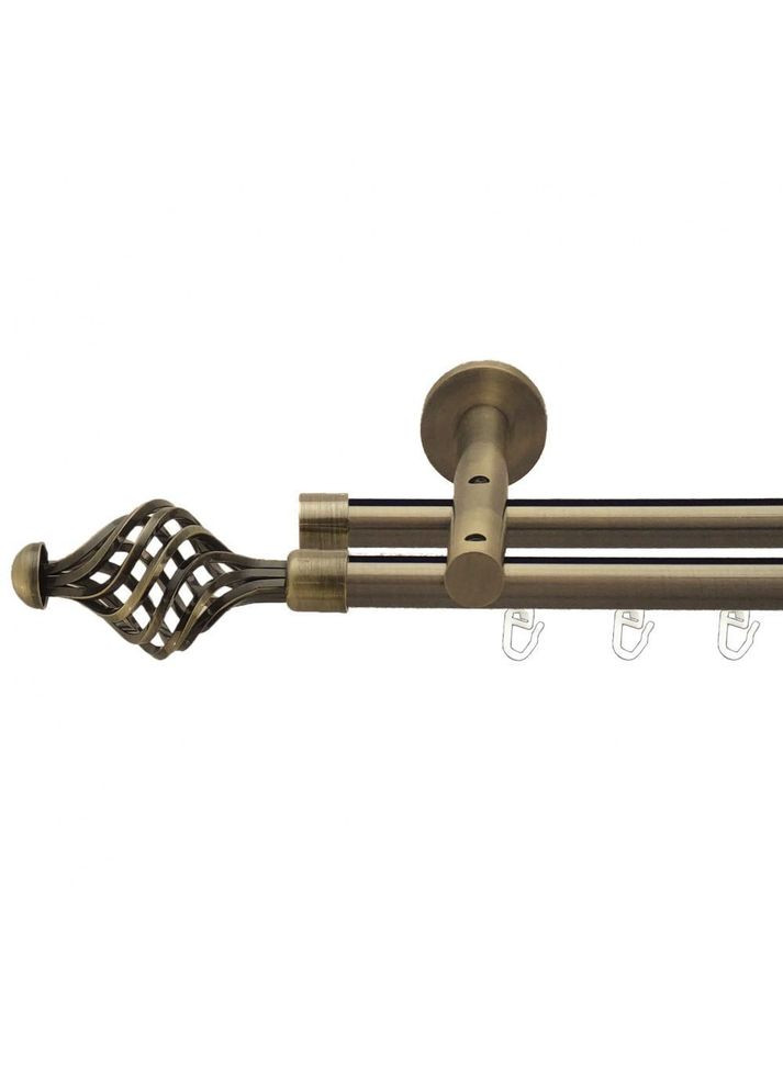 Карниз Арезо металлический двухрядный реверсивний профильная труба Антик 19\19 мм 200 см (7219286) ORVIT (300800196)