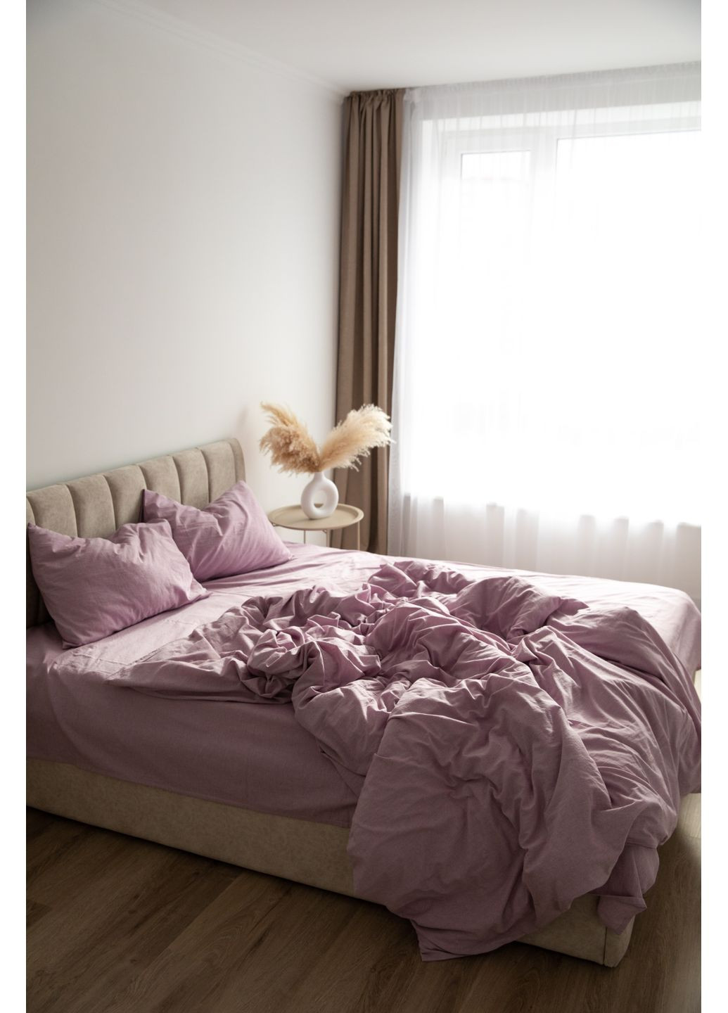 Постільна білизна варена бавовна "Білий" Півтораспальний, Простирадло на резинці, наволочки 50х70 IN.HOME_UA (371141770)