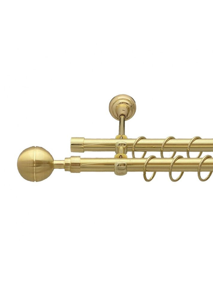 Карниз Корсо металлический двухрядный открытый гладкая труба Золото 19\19 мм 160 см (00-00013106) ORVIT (300280027)