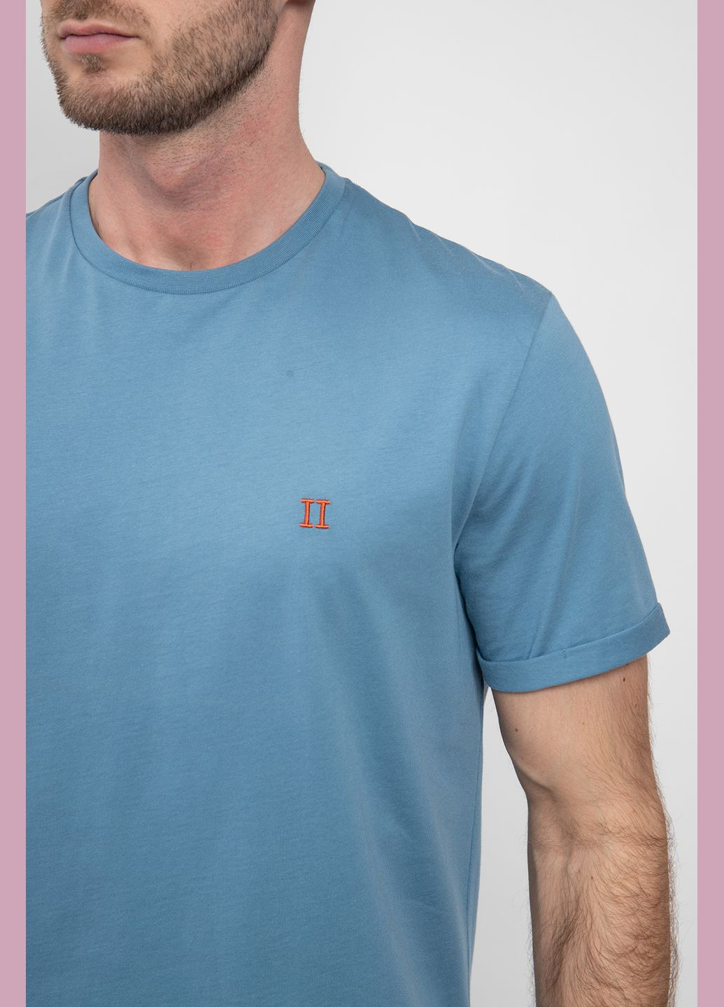 Голубая голубая хлопковая футболка с вышивкой Les Deux