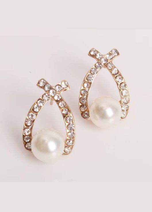 Сережки перлинні перли кристали у вигляді крапель з перлинами No Brand (338436087)