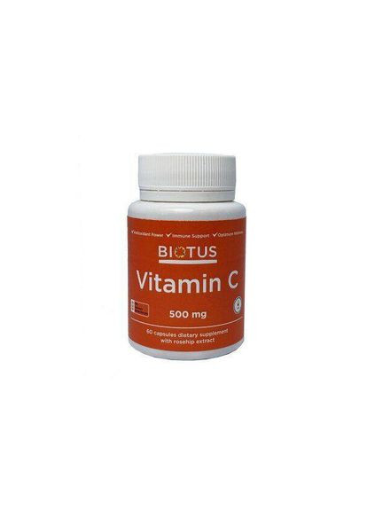 Вітамін С, Vitamin C,, 500 мг, 60 капсул (BIO530166) Biotus (266039095)