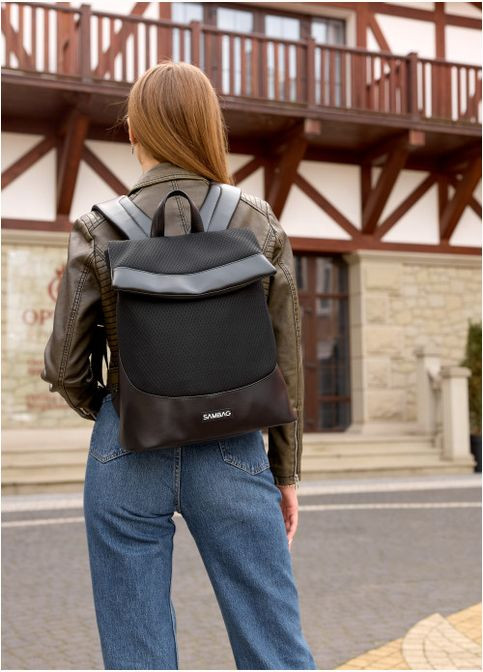 Рюкзак женский из экокожи Rene Option Черный Sambag (301871927)