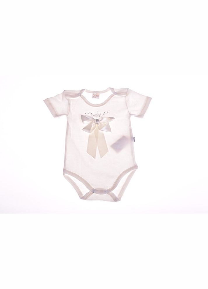 Боді з коротким рукавом для дівчинки з бантиком білий інтерлок MiniPapi 80 см (30986) BABYKROHA (315423703)