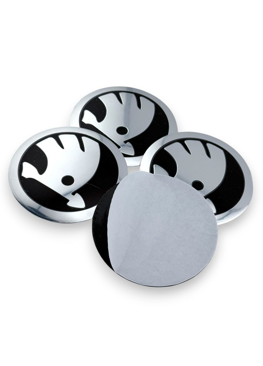 Наклейки на колпаки 90 мм, наклейки на оригинальный колпак Шкода 9 см серебряные (1 шт.) ) Skoda (354698435)