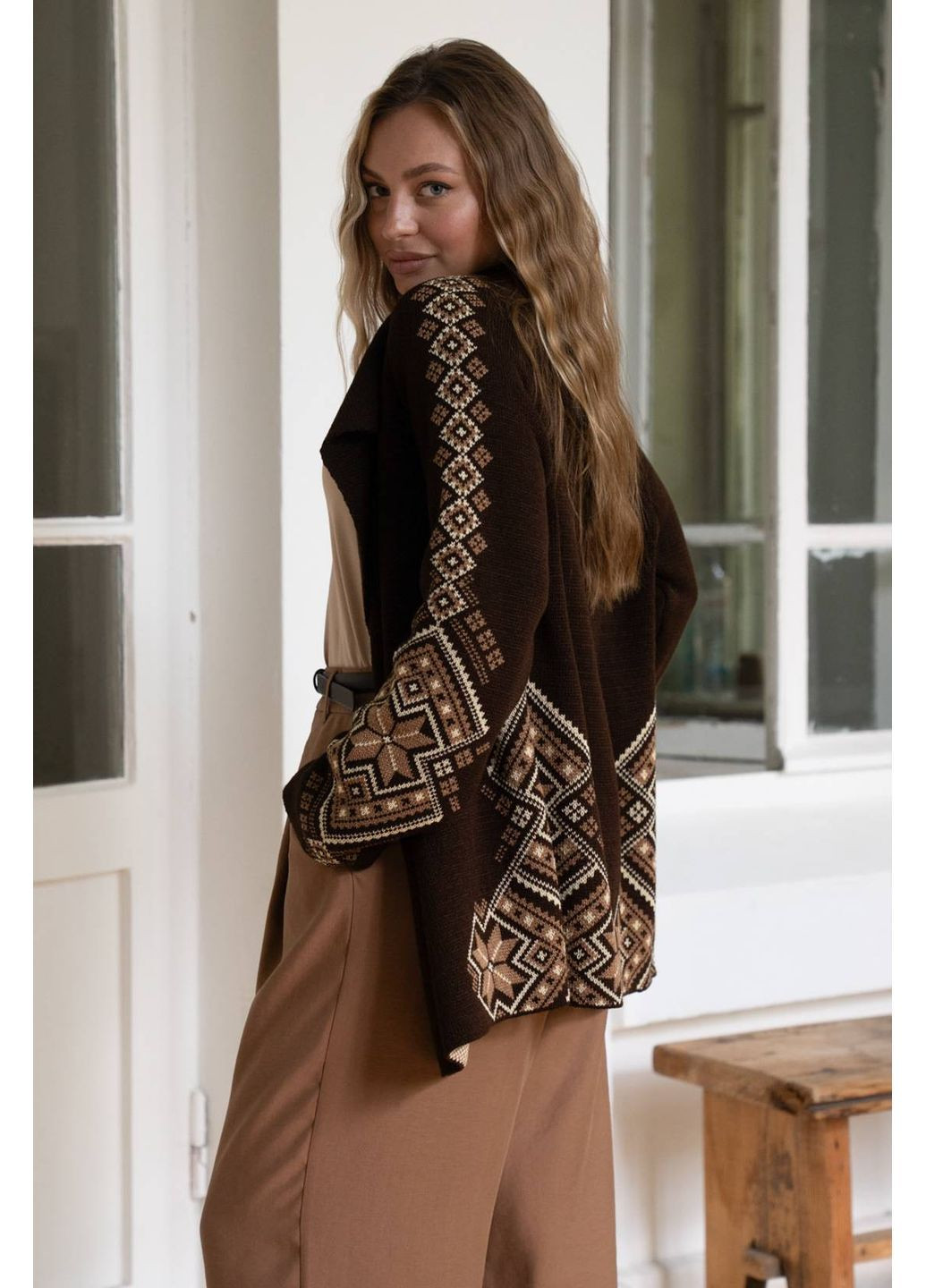 Жіночий вовняний вязаний кардиган Христина бежевий You Best (364863790)