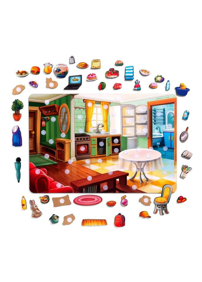 Дерев'яний пазл-вкладиш "Наведи лад в кімнаті та нагодуй Ваню" (ПСД271) PSD271 No Brand (339778339)