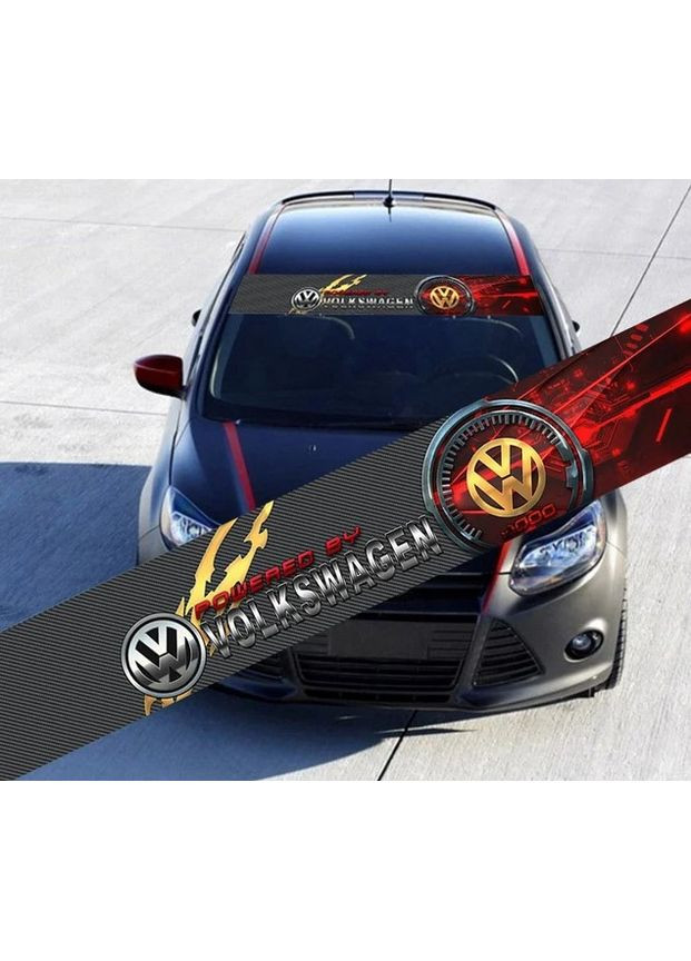 Наклейка на лобовое стекло 3D TUNING STUDIO Volkswagen powered 1300x210x0.080мм No Brand (362498536)