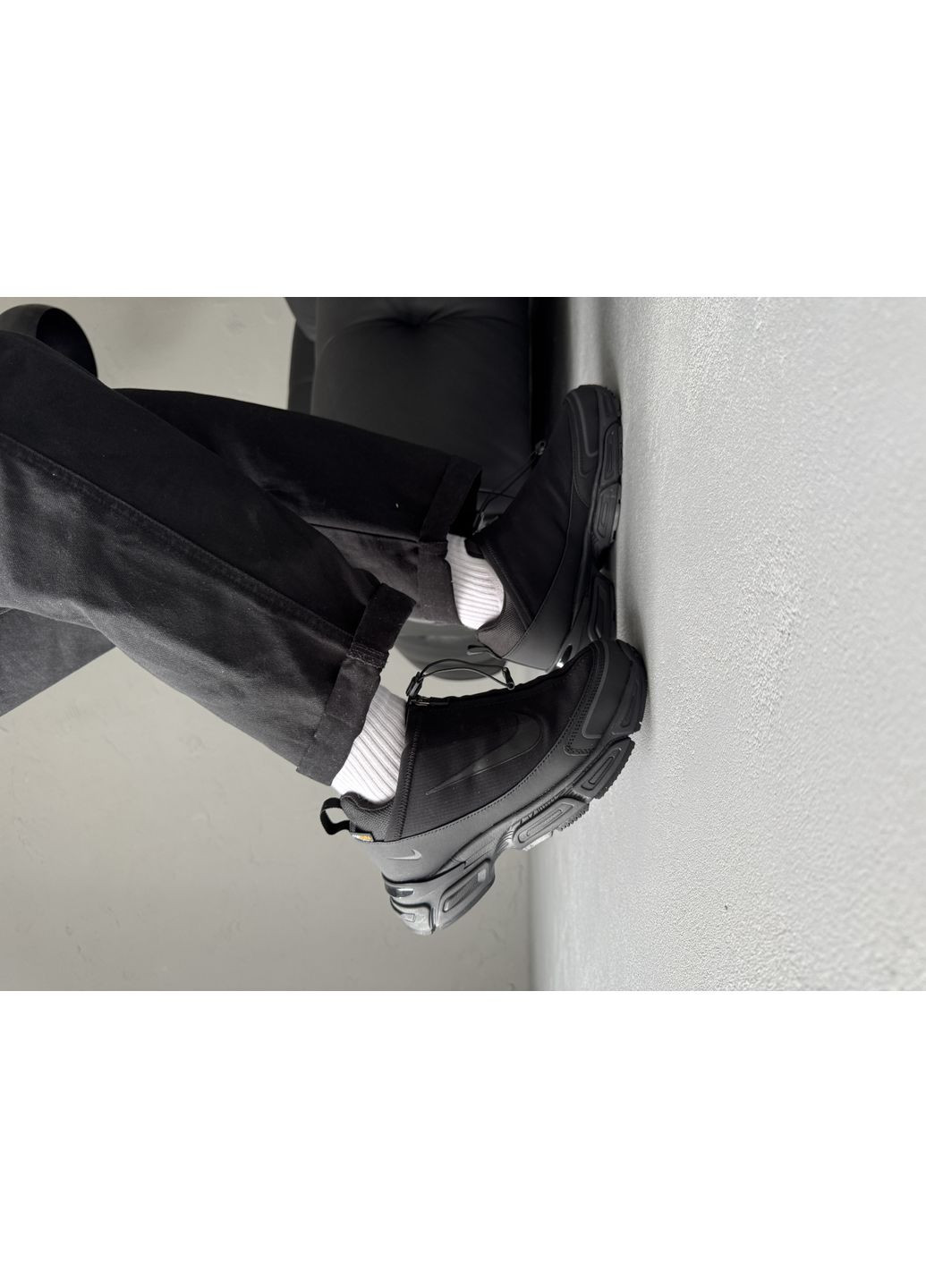 Черные демисезонные кроссовки мужские nike zoom pulse cordura black winter fur | найк зум пульс кордура черные No Brand