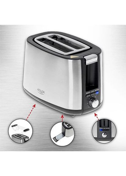 Тостер AD 3214 900 Вт 7 режимов поджаривания автоматическое отключение Adler (372908613)
