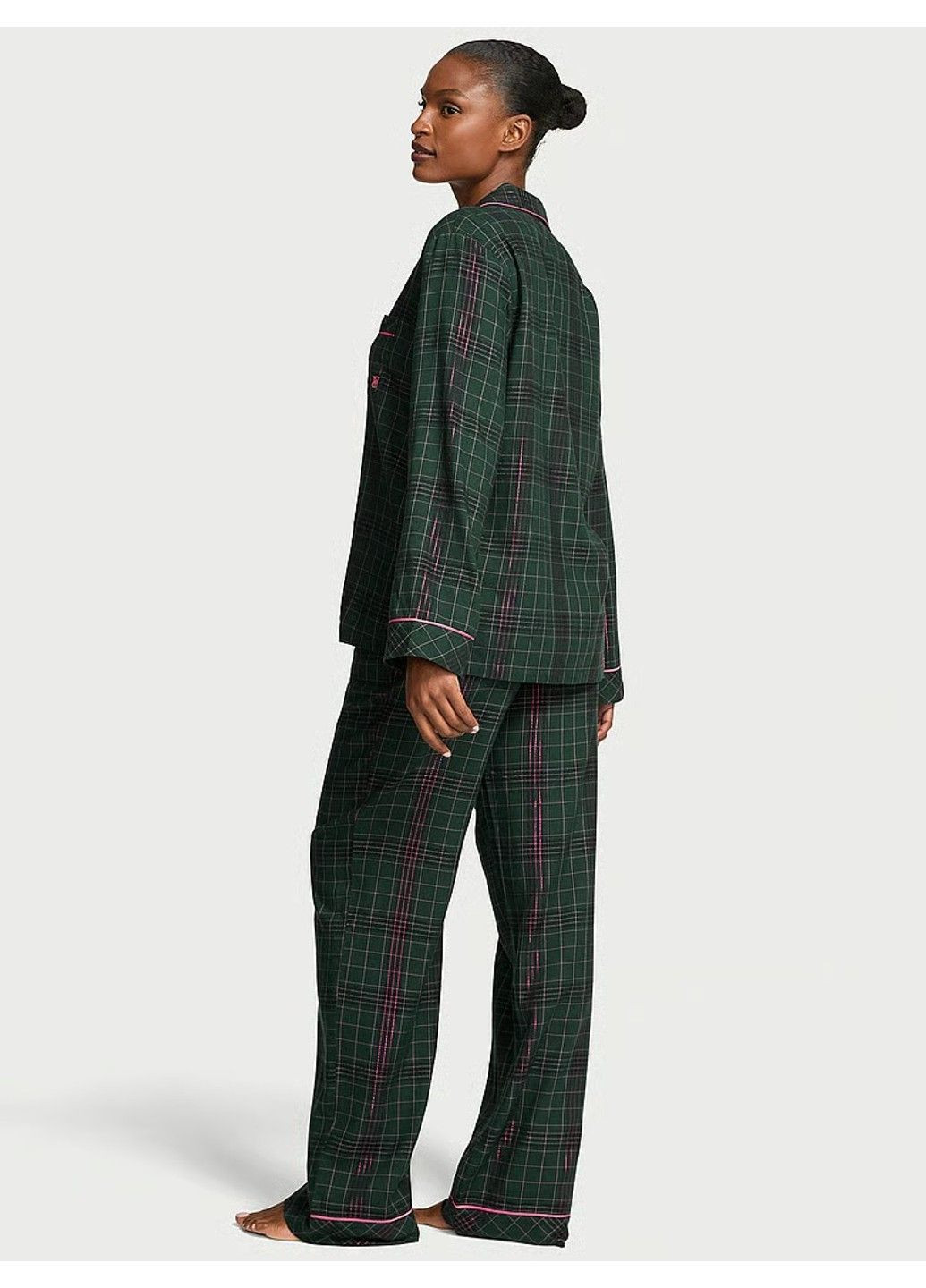 Зелена всесезон фланелева піжама flannel long pajama set Victoria's Secret