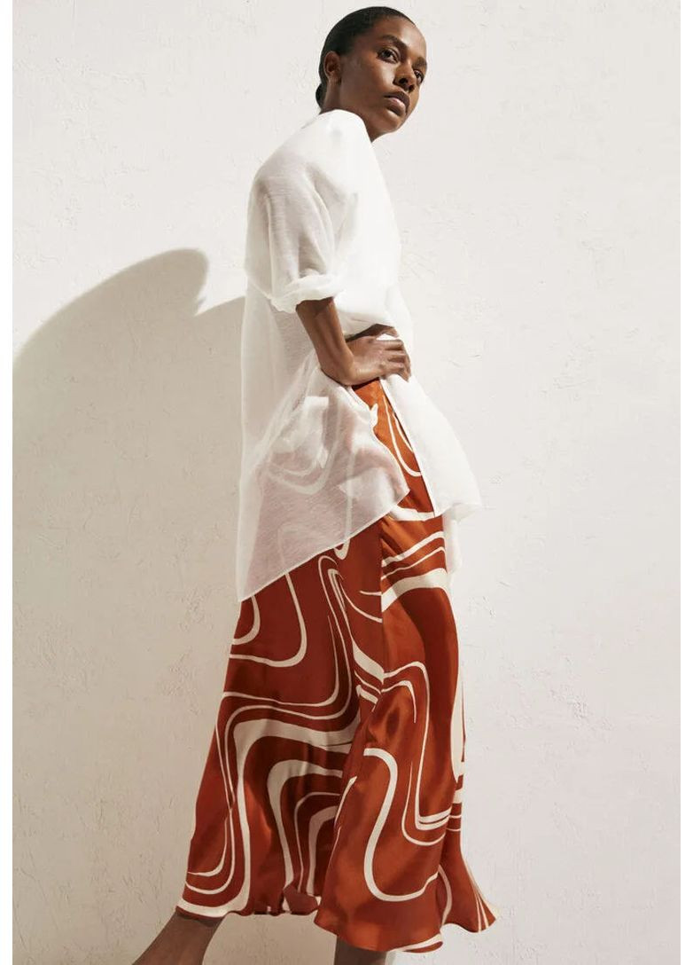 Разноцветная кэжуал однотонная юбка макси из вискозы Massimo Dutti