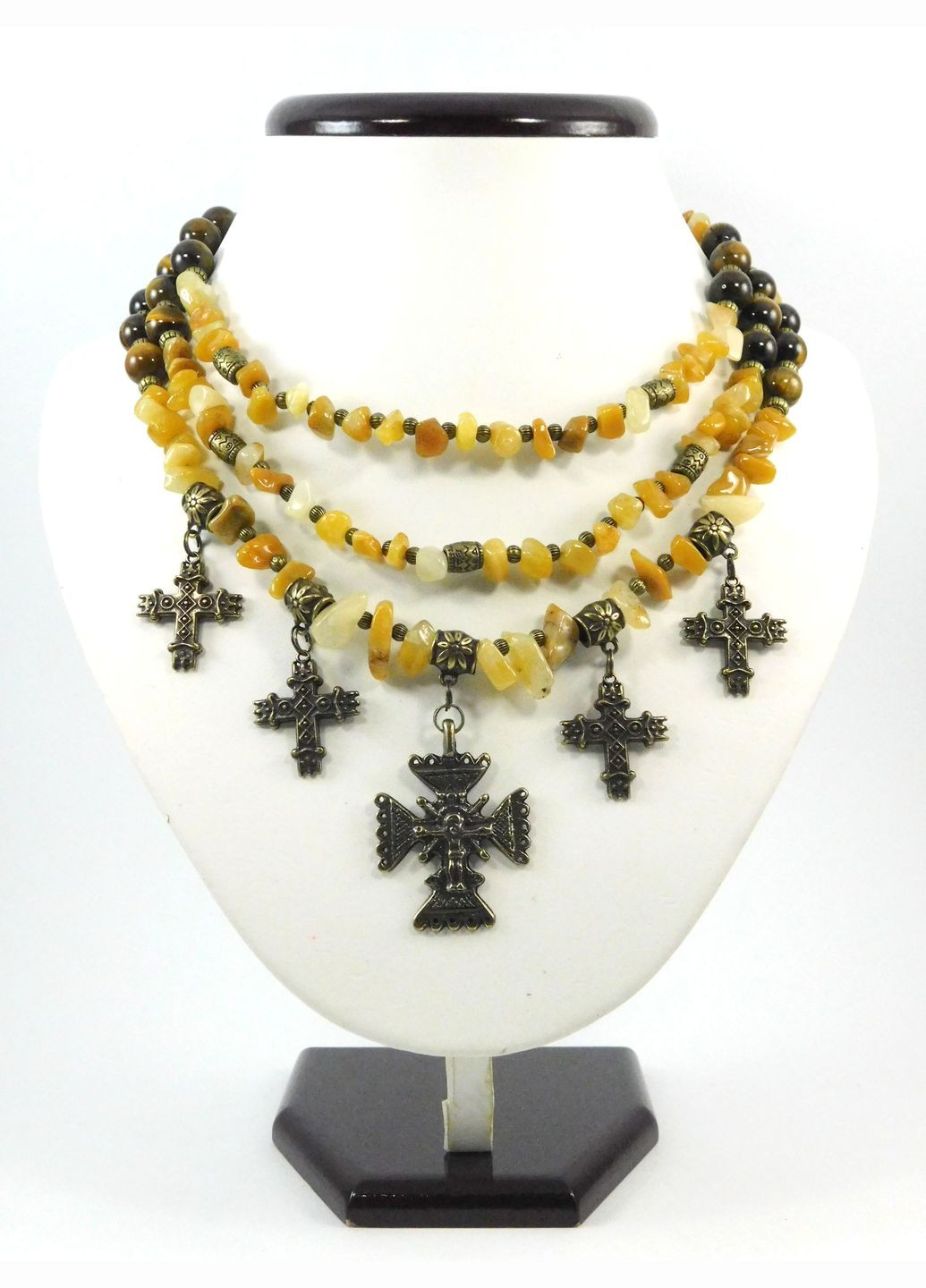 Намисто "Фрея" Бурштин, Тигрове око Fursa fashion (362138739)