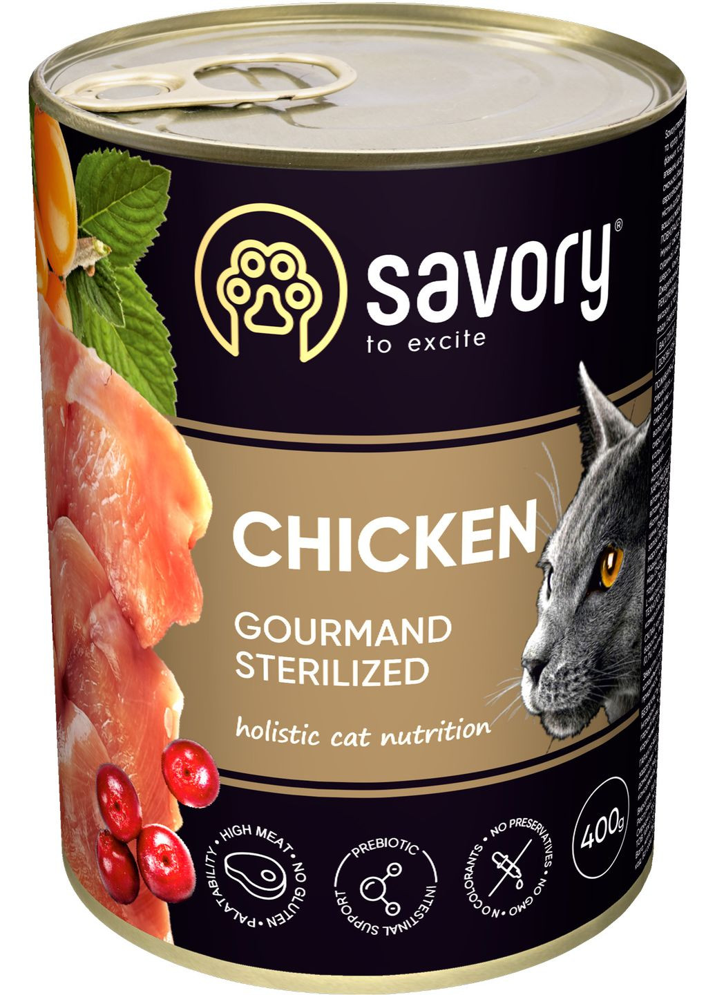 Влажный корм для стерилизованных котов с курицей 400 г Savory (305847568)