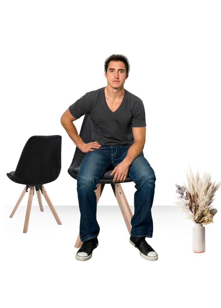 Стул Saida в скандинавском стиле с деревянными ножками черный Jumi (301538984)