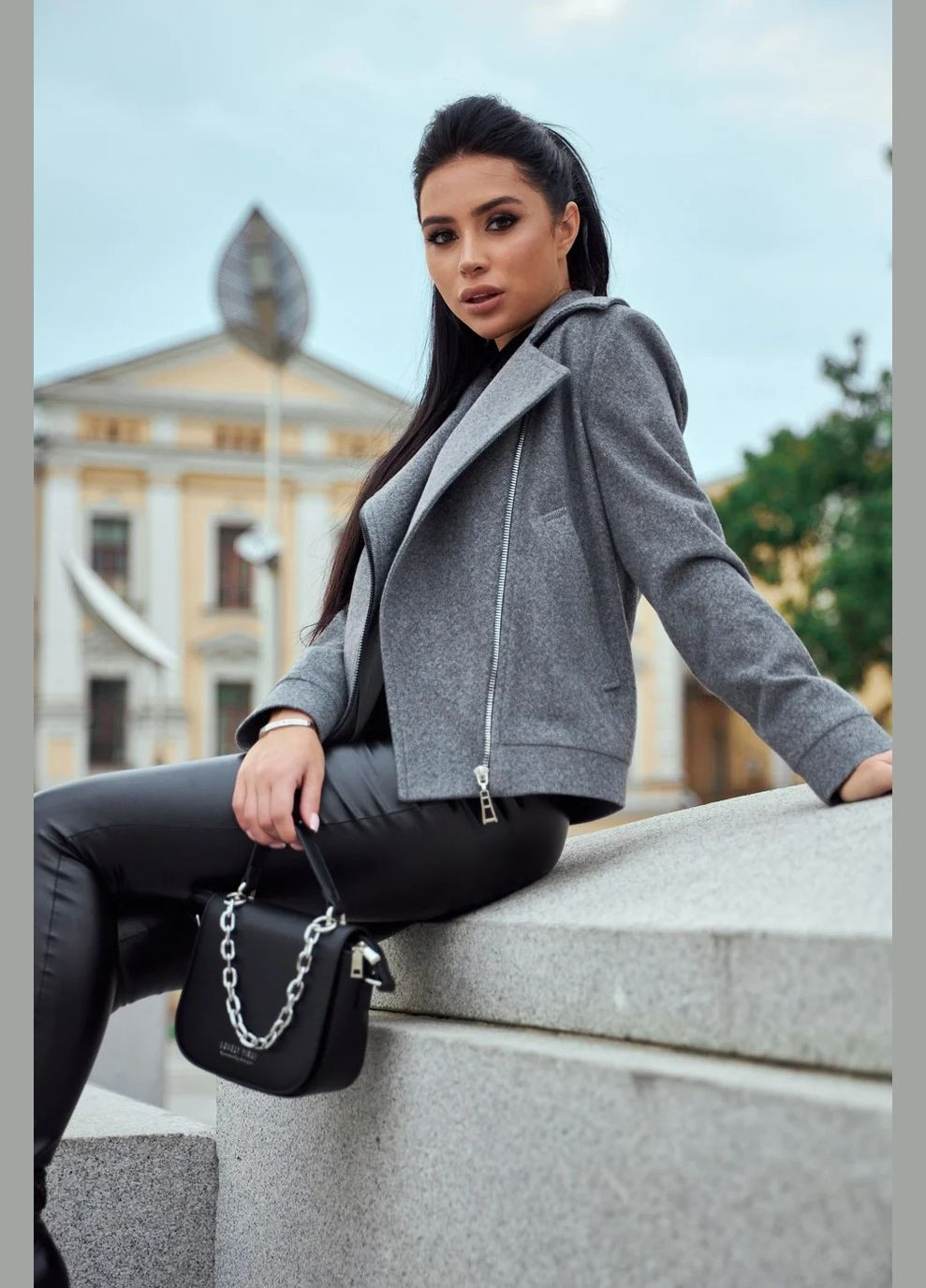 Сіре демісезонне Пальто-косуха Seventeen