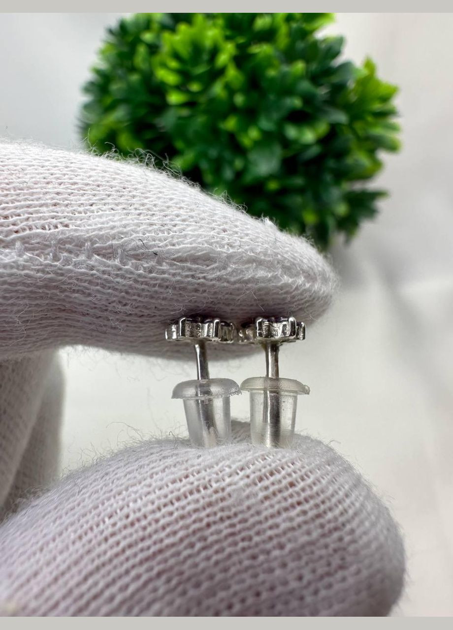 Сережки срібло 925 проба цвяшки Осло пусети заглушка силікон No Brand (327435348)