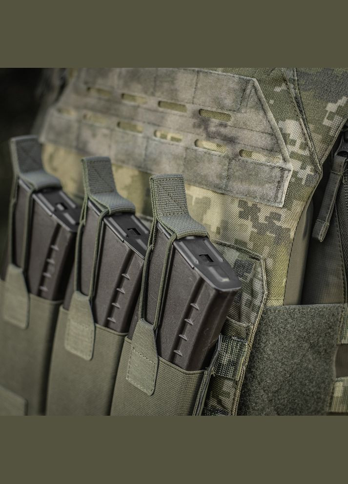 Подсумок эластичный на 3 магазина Elite Laser Cut Ranger Green M-TAC (315147507)