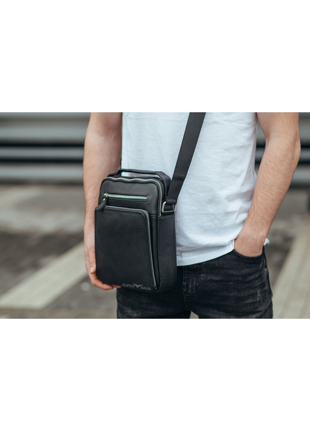 Мужская кожаная сумка через плечо 26х21х6 см Tiding Bag (315872353)