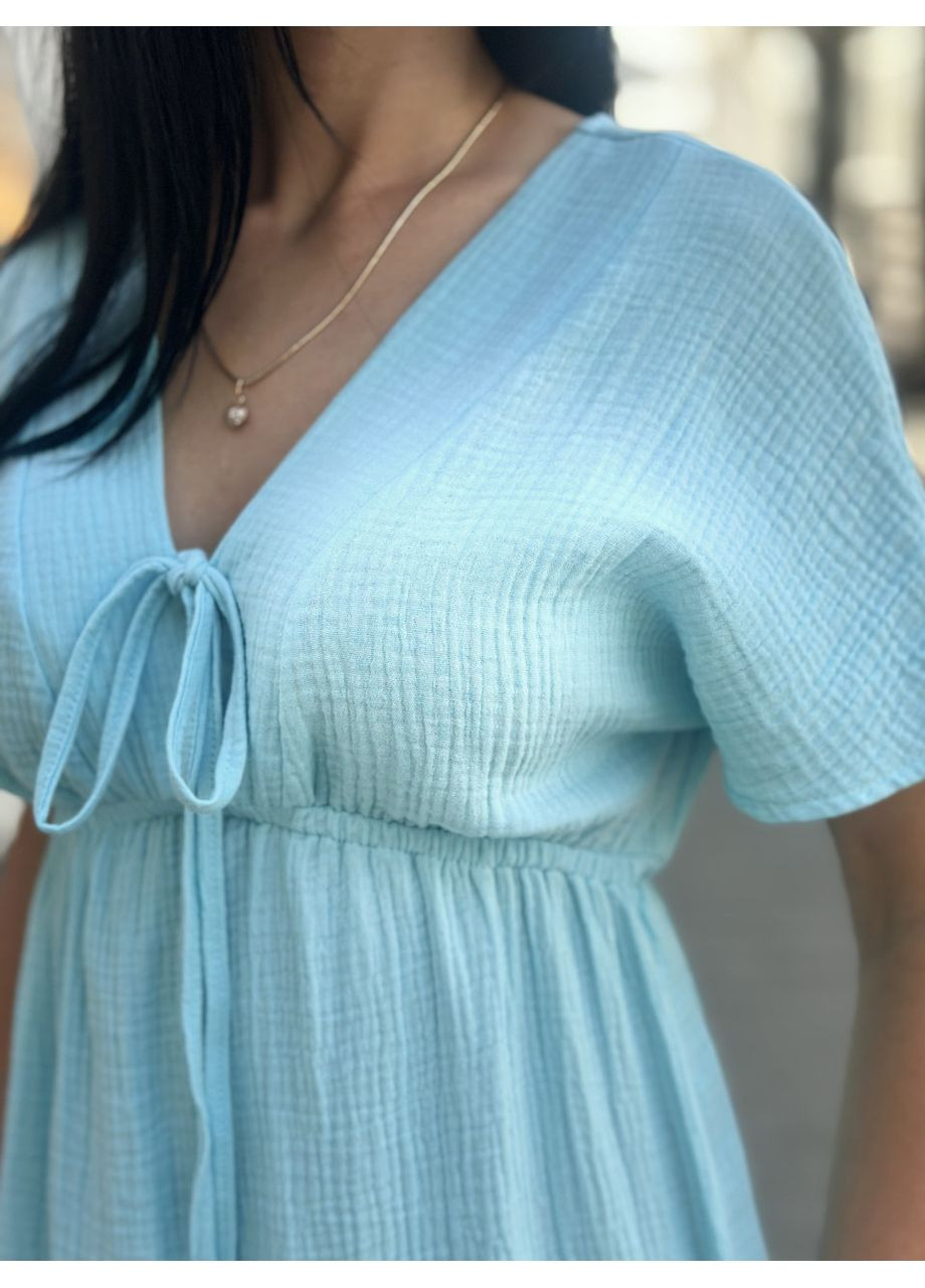 Блакитна довга муслінова сукня Fashion Girl