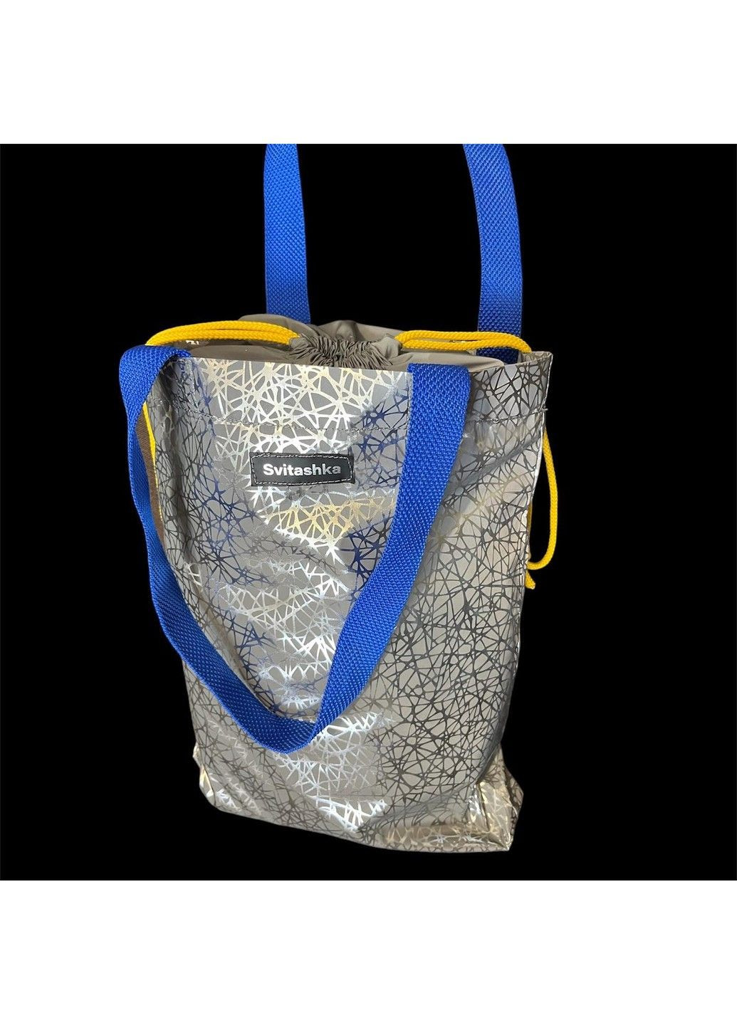 Світловідбиваючий шоппер Svitashka на зав'язках Павутинка із синіми ручками No Brand (303434753)