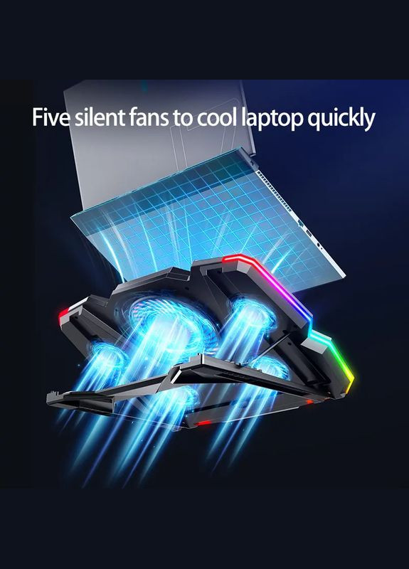 Підставка для ноутбука з охолодженням K44 з RGB-підсвічуванням Laptop Cooling Pad, Red VHG (334305197)