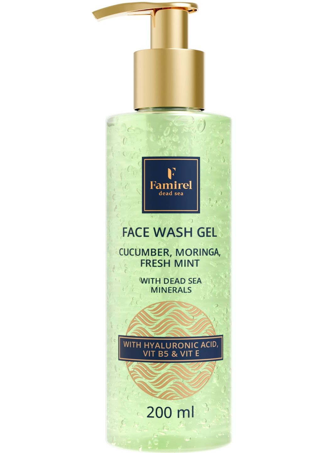 Гель для вмивання обличчя з екстрактами огірка, морінга та м'яти Face Wash Gel 200ml (1400701-23908575) Famirel (368667424)