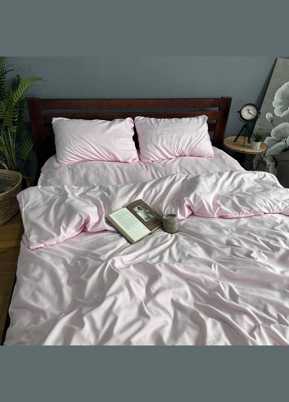 Комплект постельного белья Однотонное полисатин полуторный 150х220/50х70 см Пудра No Brand (333653970)