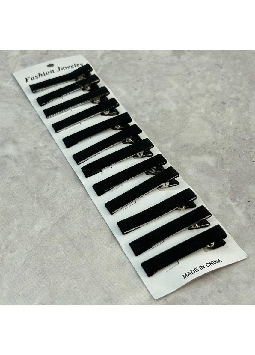 (12 шт) Заколка-заготовка уточка плоская 5,7см - черный Plus-plus (352744326)