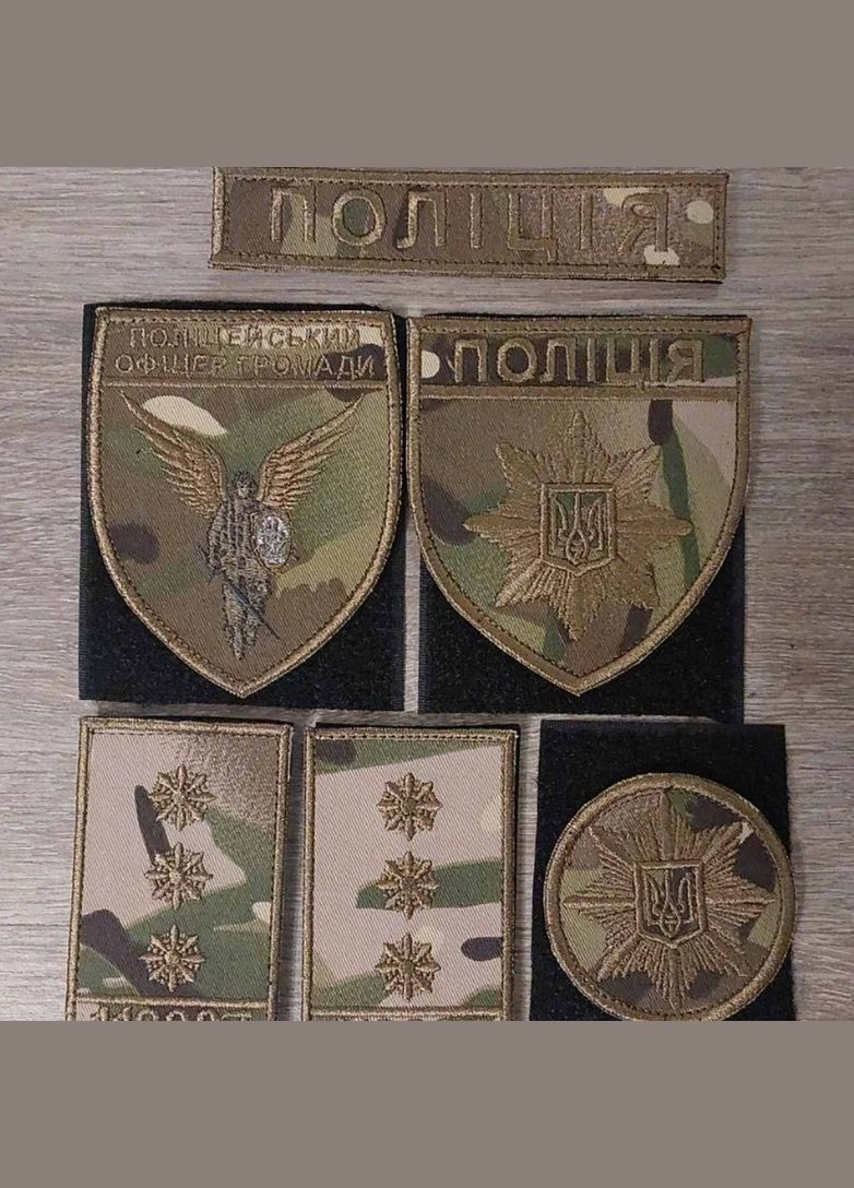 Шеврон Поліція на мультикамі (нитки койот) No Brand (336381956)