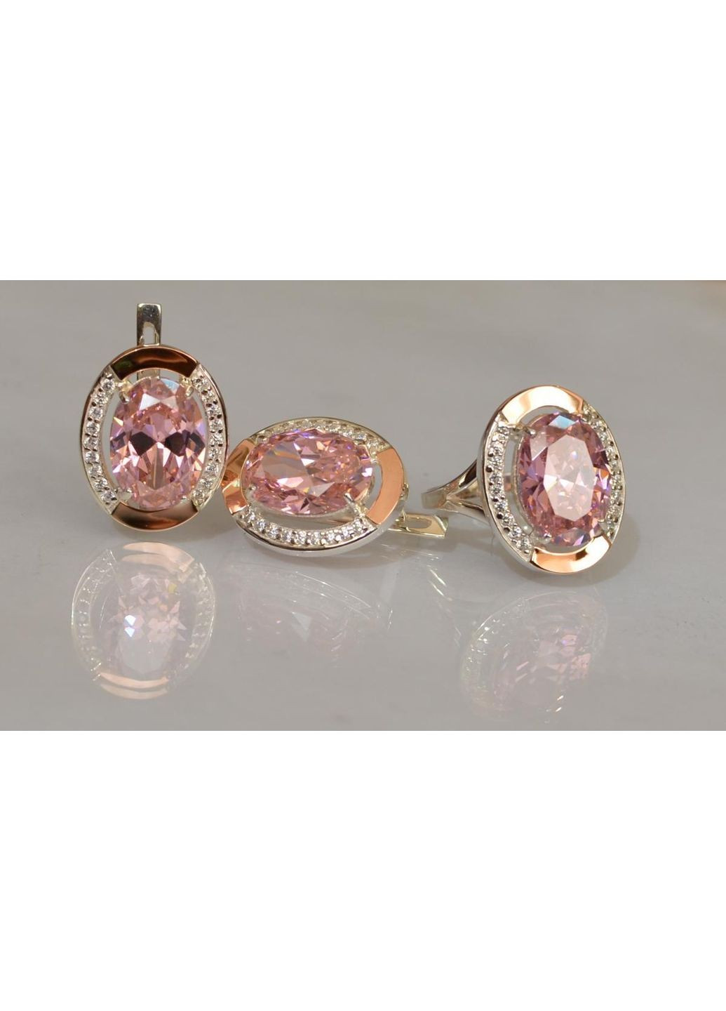 Серебряный гарнитур со вставками из золота Silver Style (367268302)