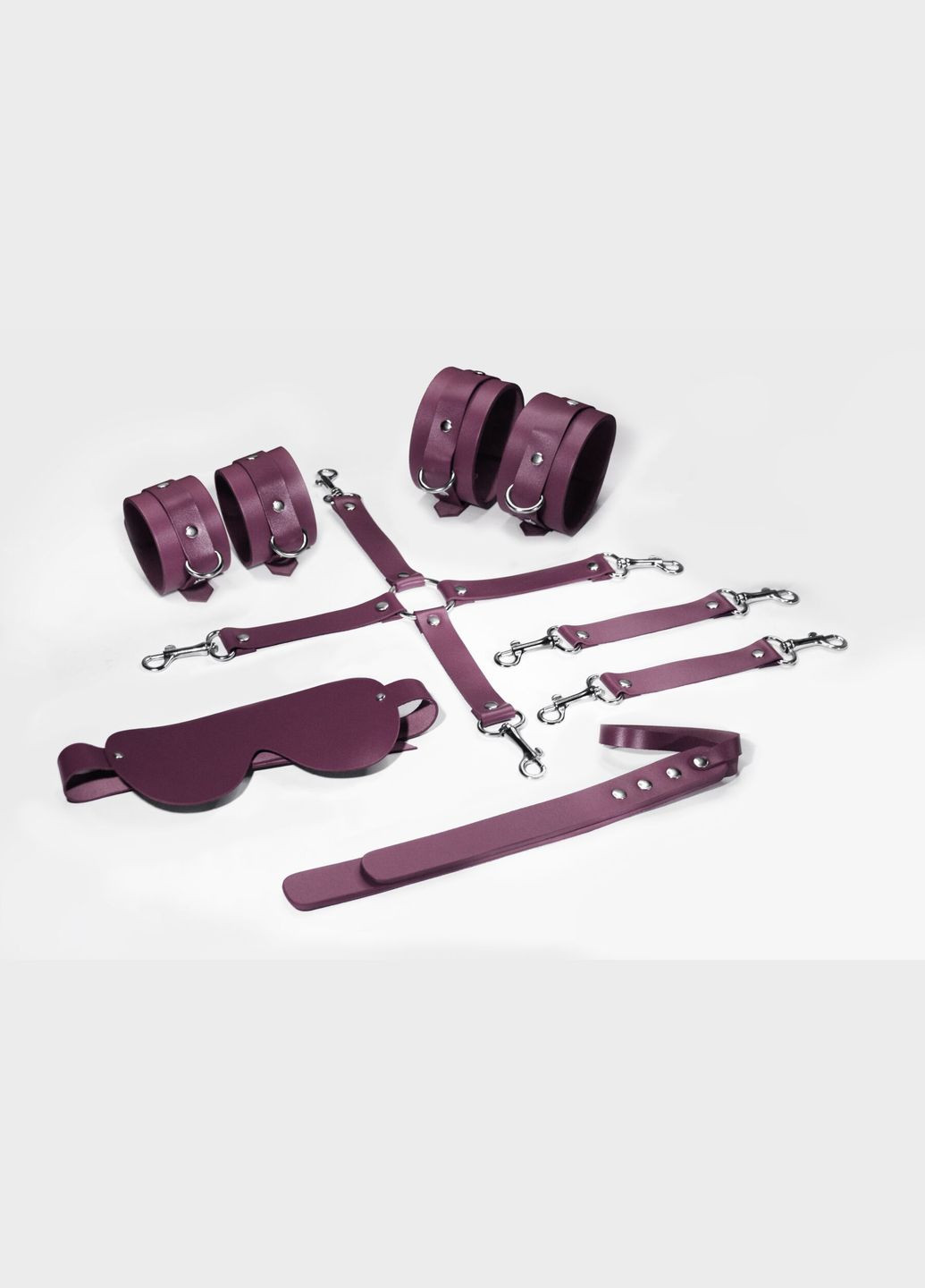 Набор BDSM Kit 5 Burgundy, наручники, поножи, крестовина, маска, падл Feral Feelings (291440755)