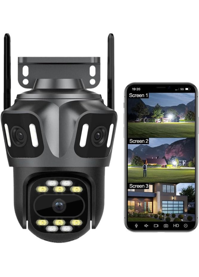 Камера відеоспостереження вулична P15-SP8 Camera поворотна Wi-Fi ICSee 12MP чорний (2390000026) No Brand (341679340)