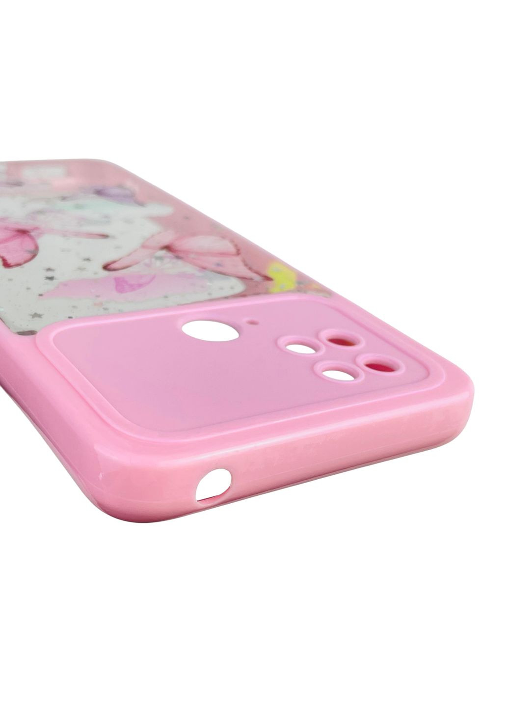 Чехол для POCO C40 с блёстками с бабочками на сяоми поко с40 розовый Xiaomi (366388849)