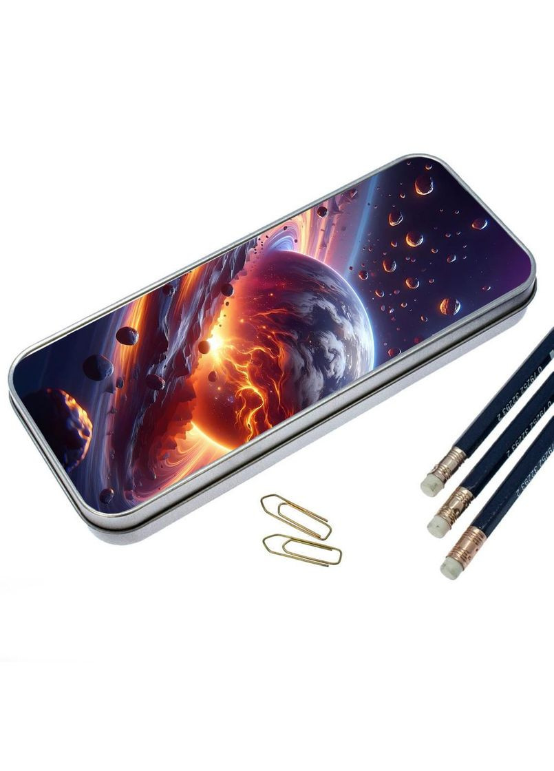 Органайзер для канцелярских принадлежностей, Подставка для канцелярии, Кейс для мелочей Космос #012 7*18 см Silver No Brand (309153936)