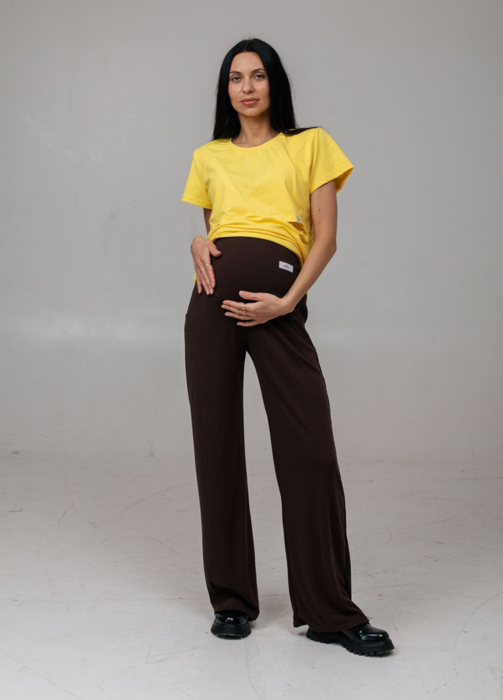 Штани палаццо для вагітних в рубчик HN (328169796)