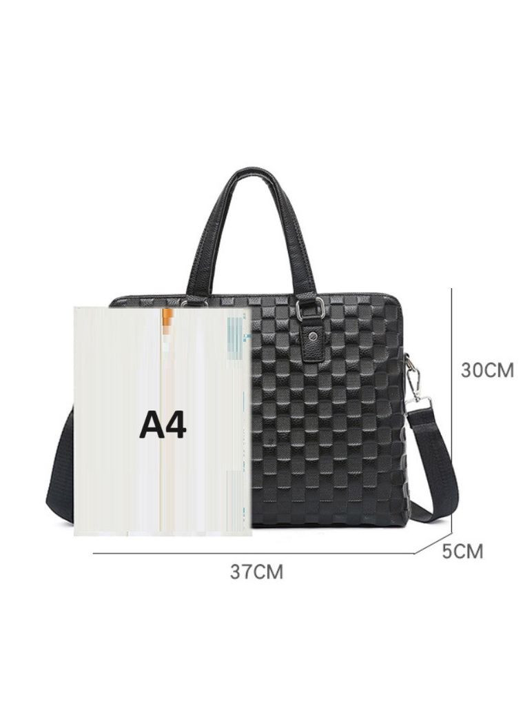 Шкіряний портфель для документів унісекс із натуральної шкіри чорний з плечовим ременем ProDobro (363135933)