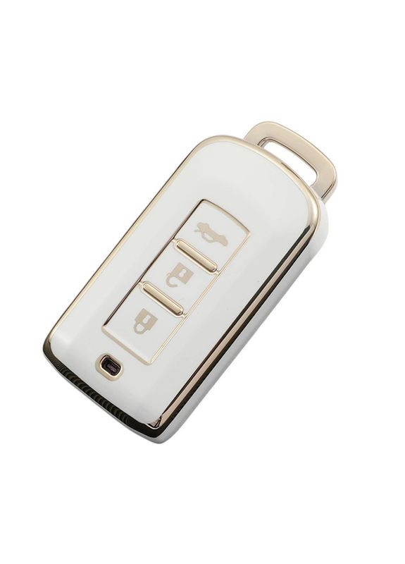 Чохол ключа білий + золота окантовка (3 кнопки) TPU Mitsubishi (369610445)