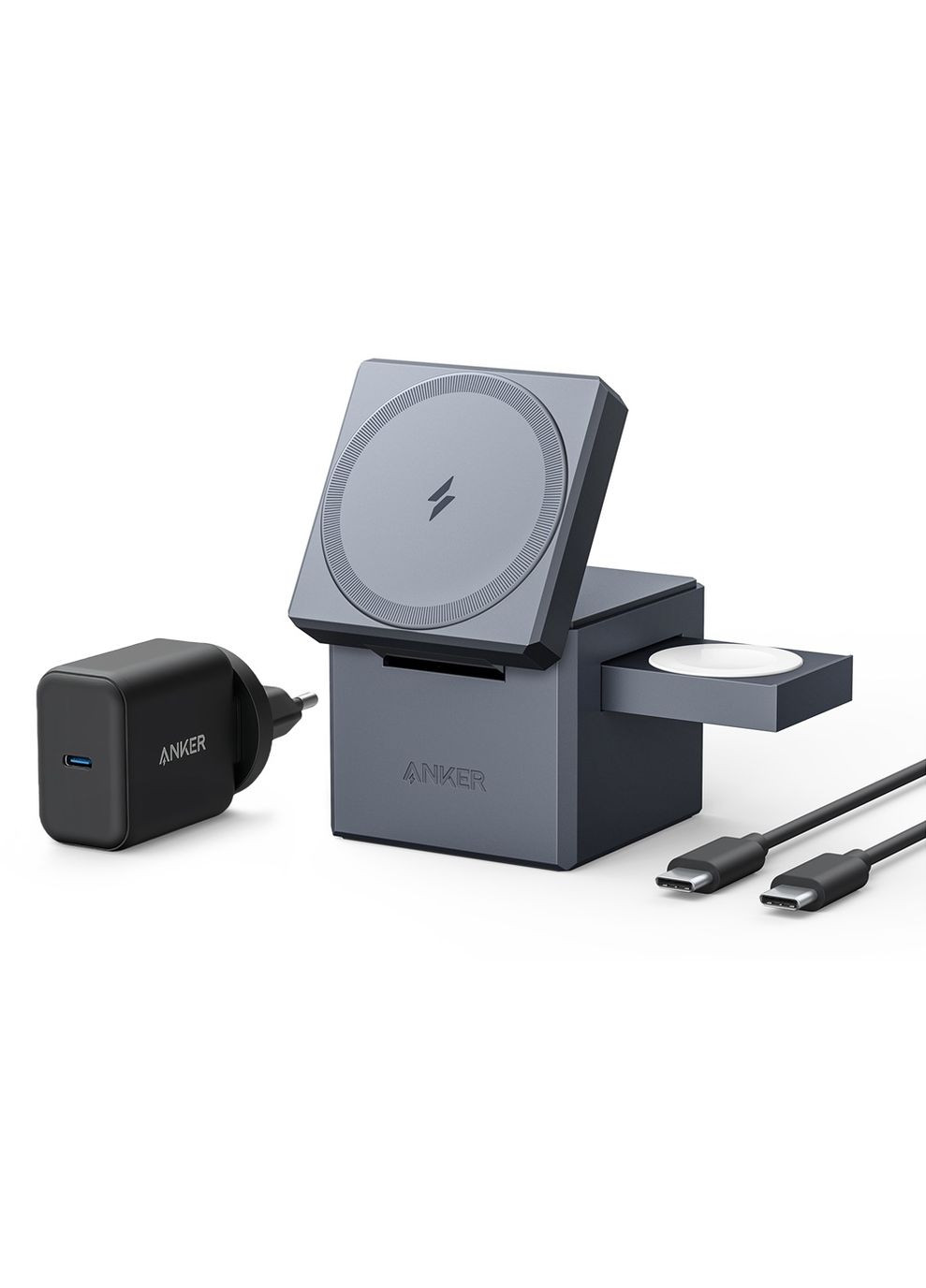Бездротовий зарядний пристрій MagGo Wireless Charging Station 15W 3-in-1 Cube Black (7089459) Anker (360398494)