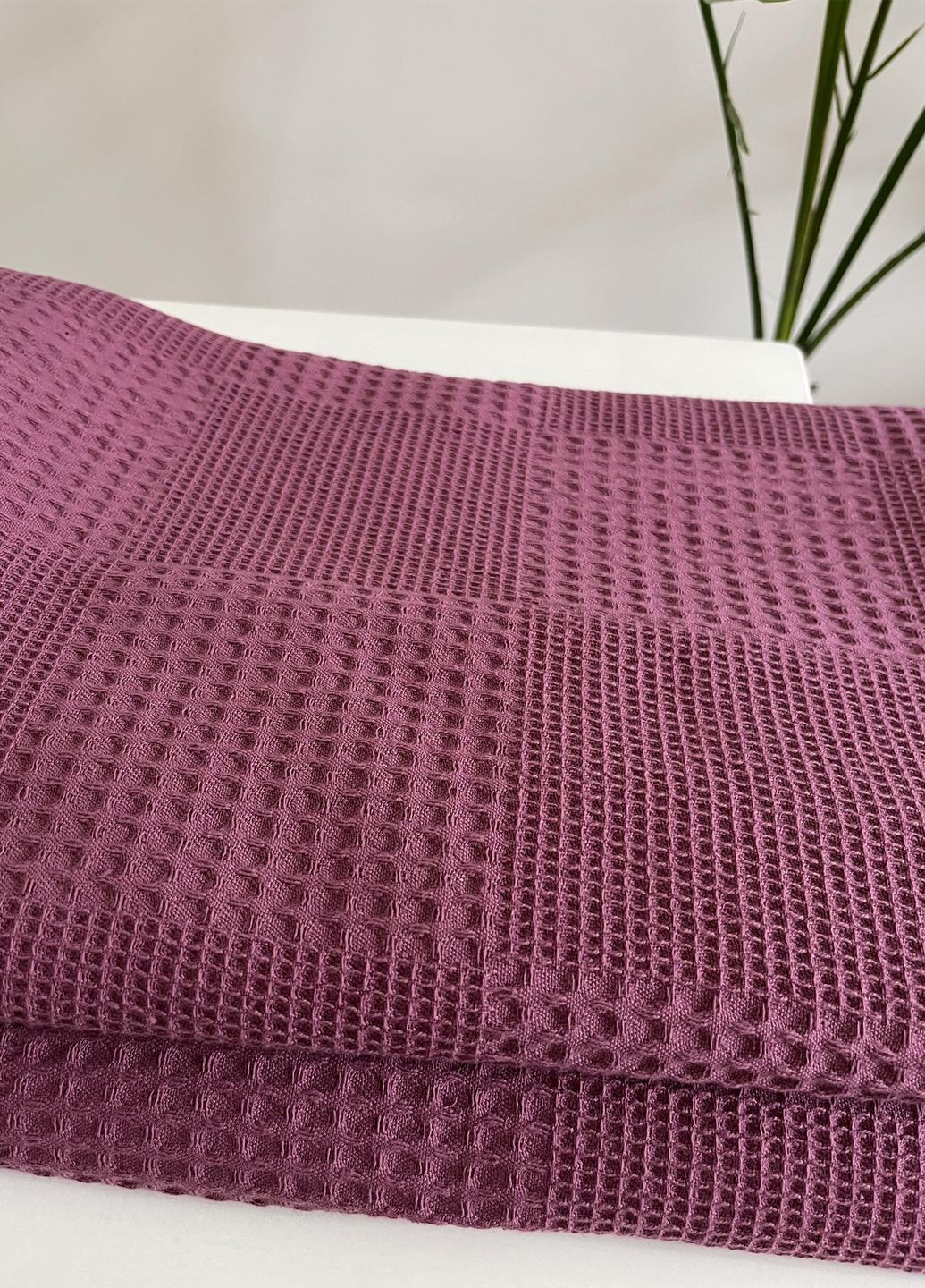 Банний рушник вафельний мозаика 70×140 см Vishnya пурпурний