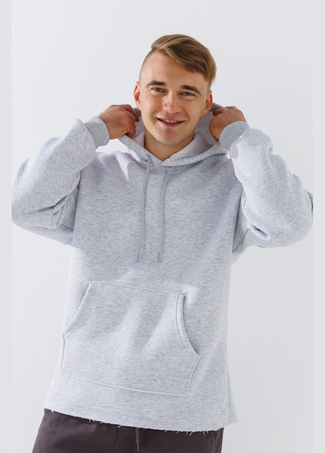 Худи однотонный мужской 2009 Светло-серый shop (2000990779403) No Brand (362703917)