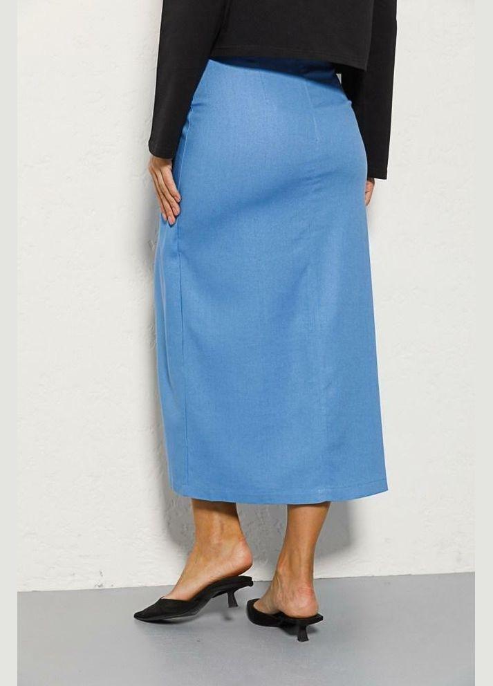 Спідниця жіноча лляна міді блакитна з розрізом на нозі MKAR32946-1 Modna KAZKA (336933903)
