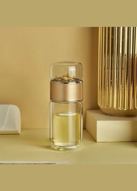Скляний термос із подвійними стінками для чаю Infuser 280 мл, золотий More (299665080)