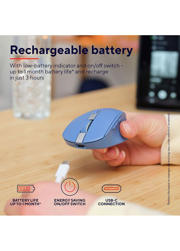 Мышь Ozaa Compact Multi-Device Wireless Mouse Blue (24934) Trust (323121720)