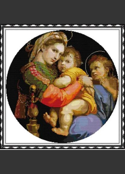 Набір для вишивання за нанесеною на канву схемою "Madonna della Seggiola". AIDA 14CT printed 55*55 см Joy Sunday (313612799)